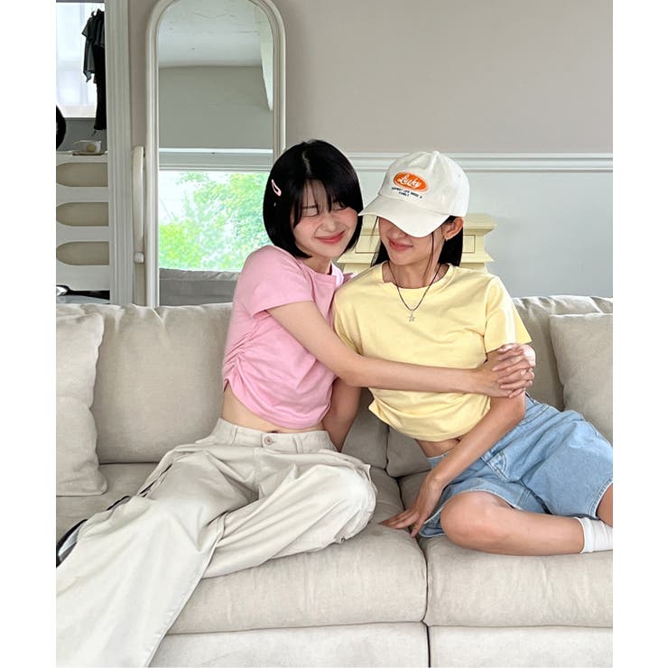 シャーリングクロップド半袖Tシャツ | by muni:r | 詳細画像56 