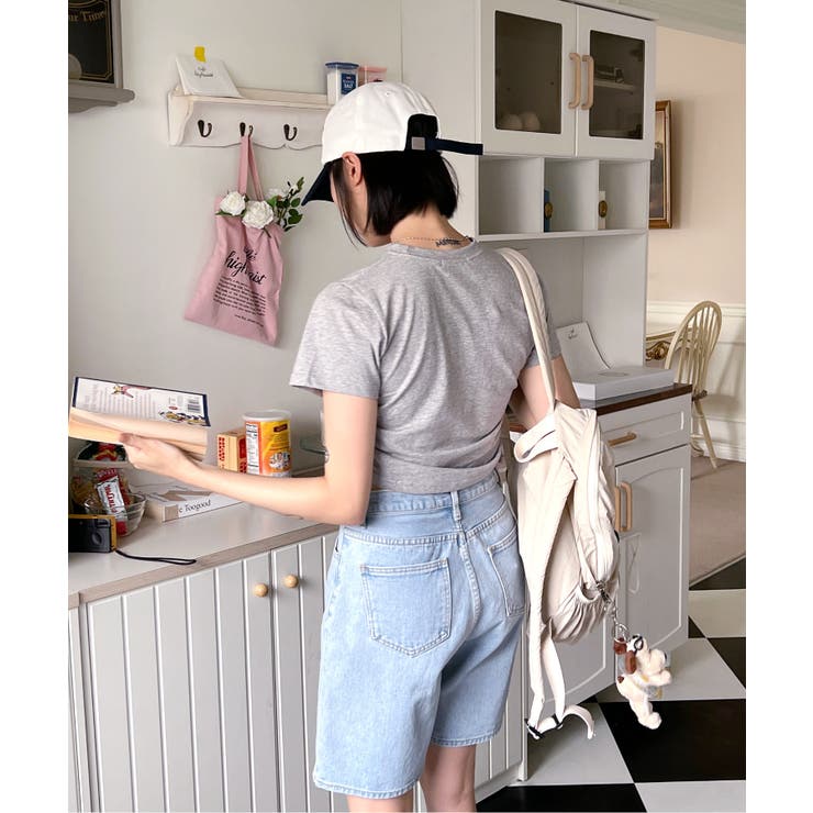 シャーリングクロップド半袖Tシャツ | by muni:r | 詳細画像67 