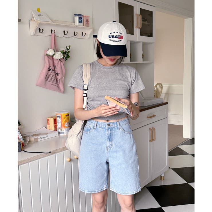 シャーリングクロップド半袖Tシャツ | by muni:r | 詳細画像68 