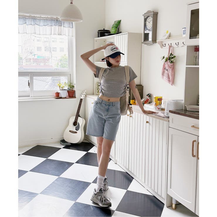 シャーリングクロップド半袖Tシャツ | by muni:r | 詳細画像71 