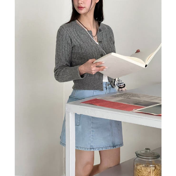 ケーブル編みニットカーディガン/2023 FW COLLECTION | by muni:r | 詳細画像8 