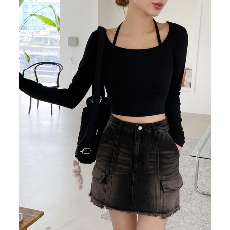 ホルターネッククロップドロングTシャツ | by muni:r | 詳細画像1 