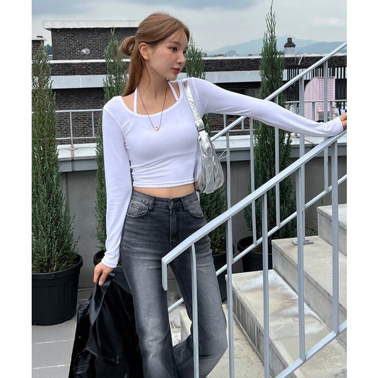 tシャツ ホルターネック イレギュラーヘム トップス GH25s090「Girlyhalo」 レディース 7/11セール追加】クルーネックTシャツ（カットソー）｜CYCLAS