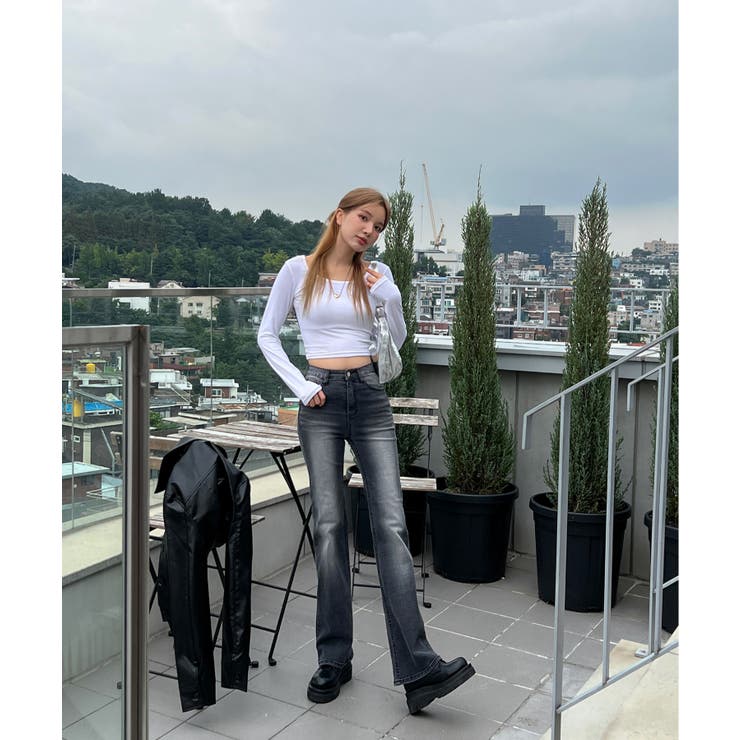 tシャツ ホルターネック イレギュラーヘム トップス GH25s090「Girlyhalo」 レディース ホルターネッククロップドロングTシャツ[品番：FROW0001201]｜by