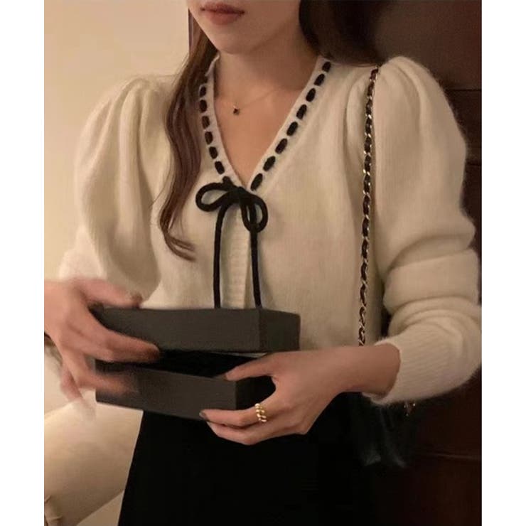 ステッチリボンニットカーディガン/2023 FW COLLECTION | by muni:r | 詳細画像9 