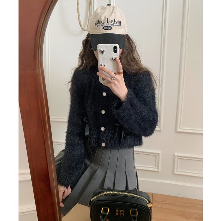 リボンアンゴラ風ニットカーディガン | by muni:r | 詳細画像13 