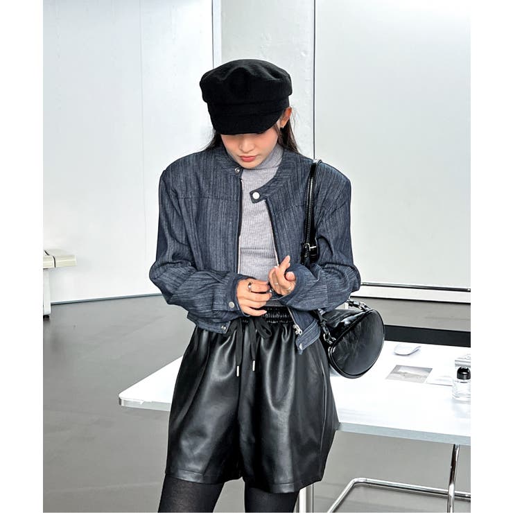 デニムノーカラーショートジャケット | by muni:r | 詳細画像16 