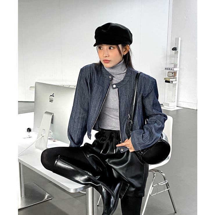 デニムノーカラーショートジャケット | by muni:r | 詳細画像17 