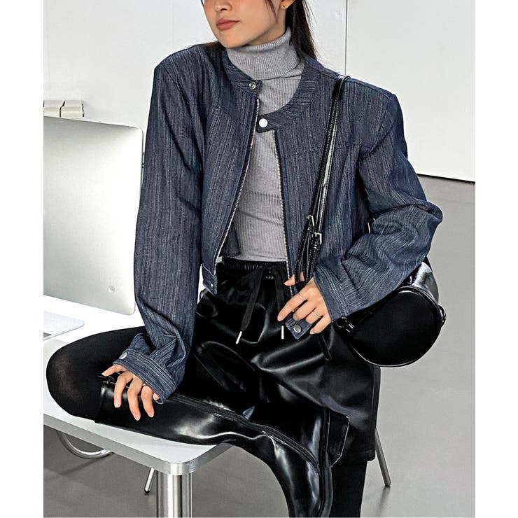 デニムノーカラーショートジャケット | by muni:r | 詳細画像18 