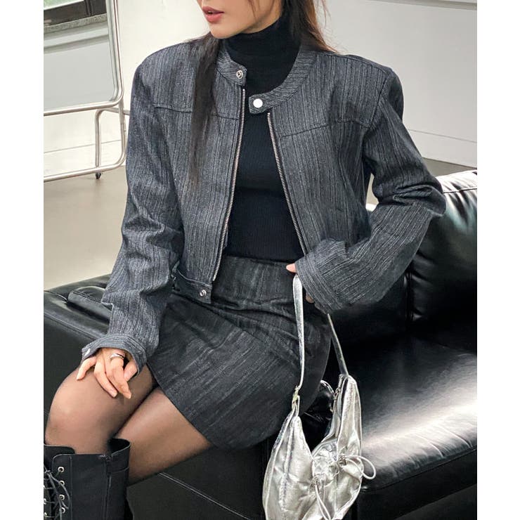 デニムノーカラーショートジャケット | by muni:r | 詳細画像19 