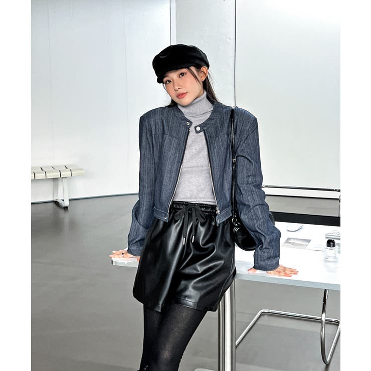 デニムノーカラーショートジャケット | by muni:r | 詳細画像2 