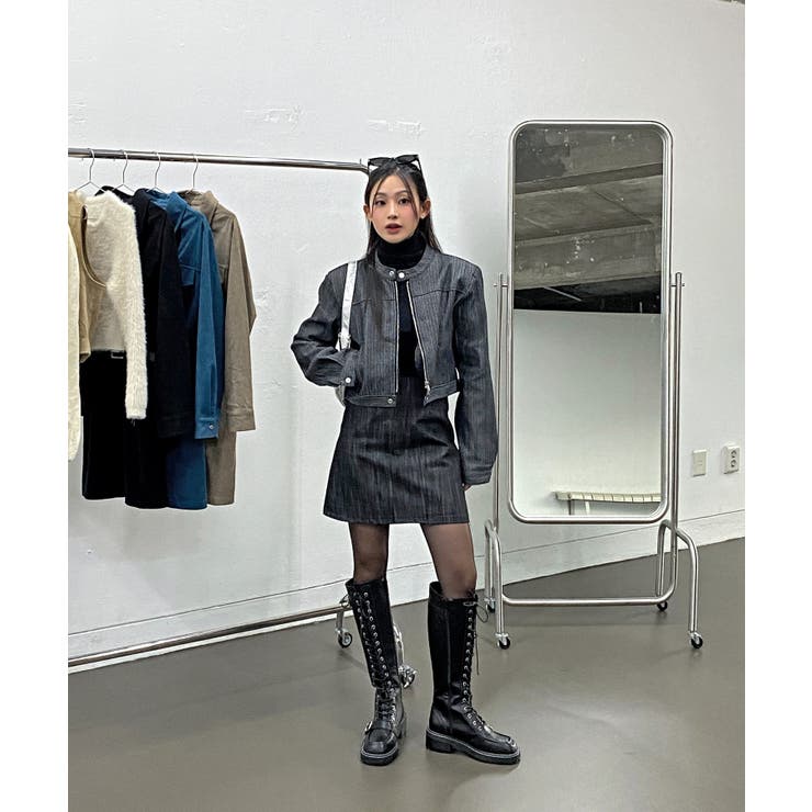 デニムノーカラーショートジャケット | by muni:r | 詳細画像23 