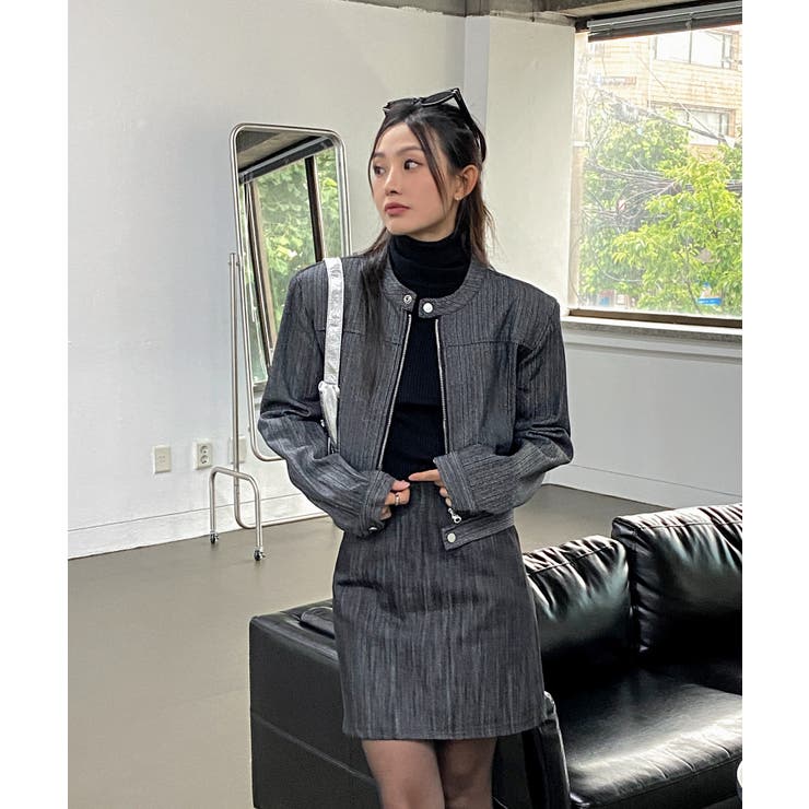 デニムノーカラーショートジャケット | by muni:r | 詳細画像24 