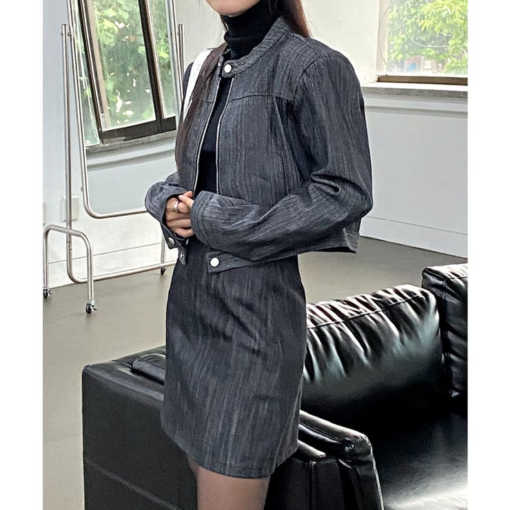 デニムノーカラーショートジャケット | by muni:r | 詳細画像25 