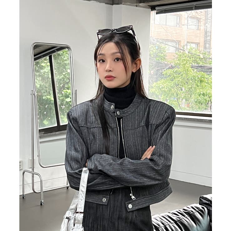 デニムノーカラーショートジャケット | by muni:r | 詳細画像26 