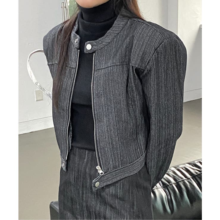 デニムノーカラーショートジャケット | by muni:r | 詳細画像27 