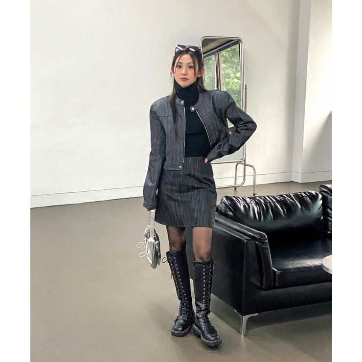 デニムノーカラーショートジャケット | by muni:r | 詳細画像30 