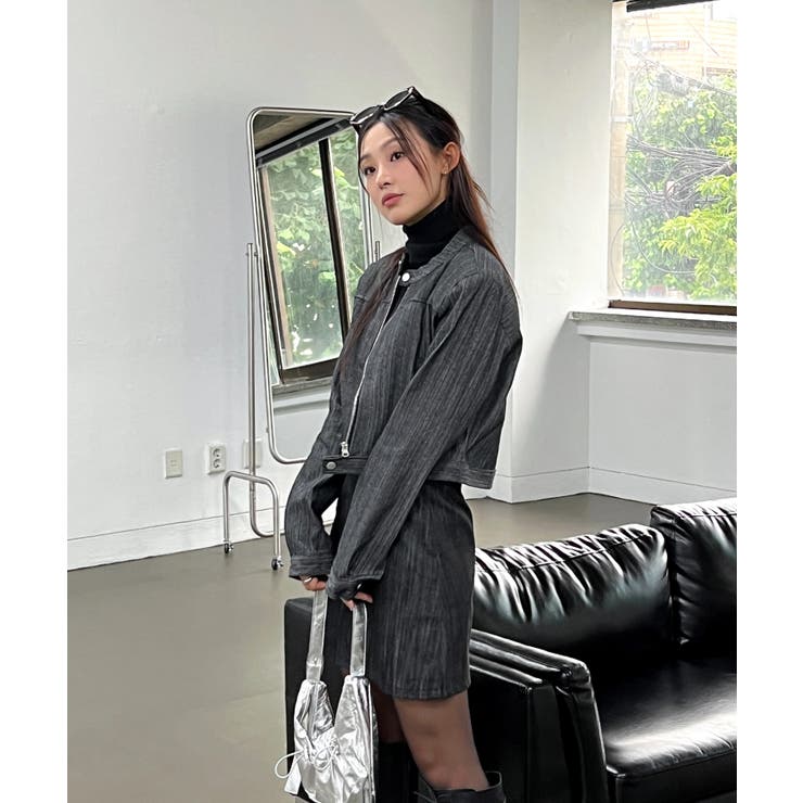 デニムノーカラーショートジャケット | by muni:r | 詳細画像31 