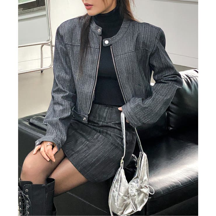 デニムノーカラーショートジャケット | by muni:r | 詳細画像32 