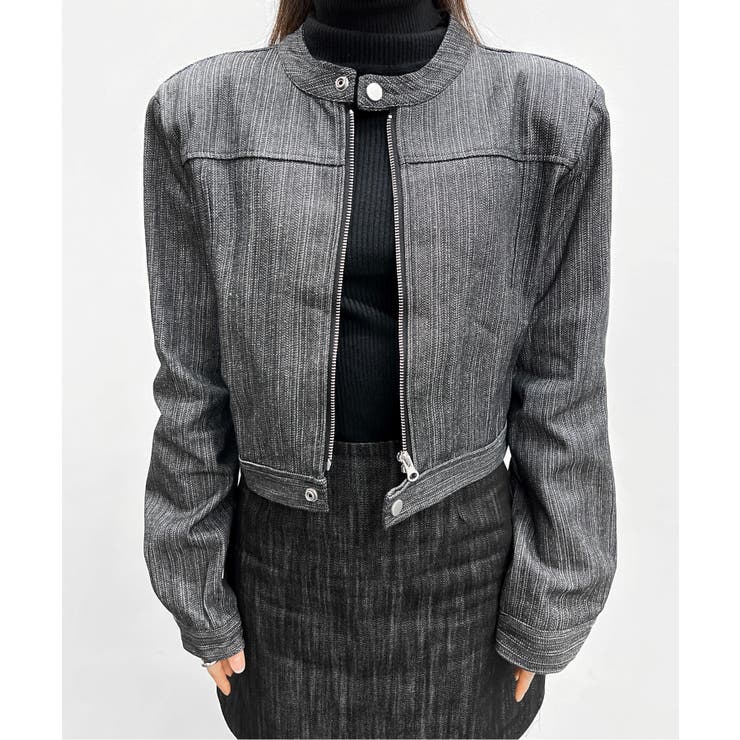 デニムノーカラーショートジャケット | by muni:r | 詳細画像36 