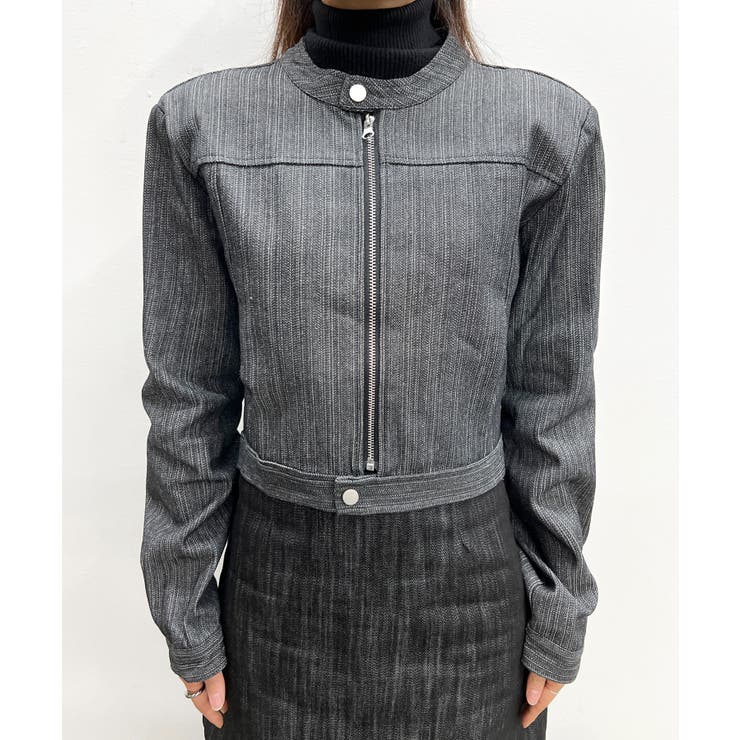 デニムノーカラーショートジャケット | by muni:r | 詳細画像37 