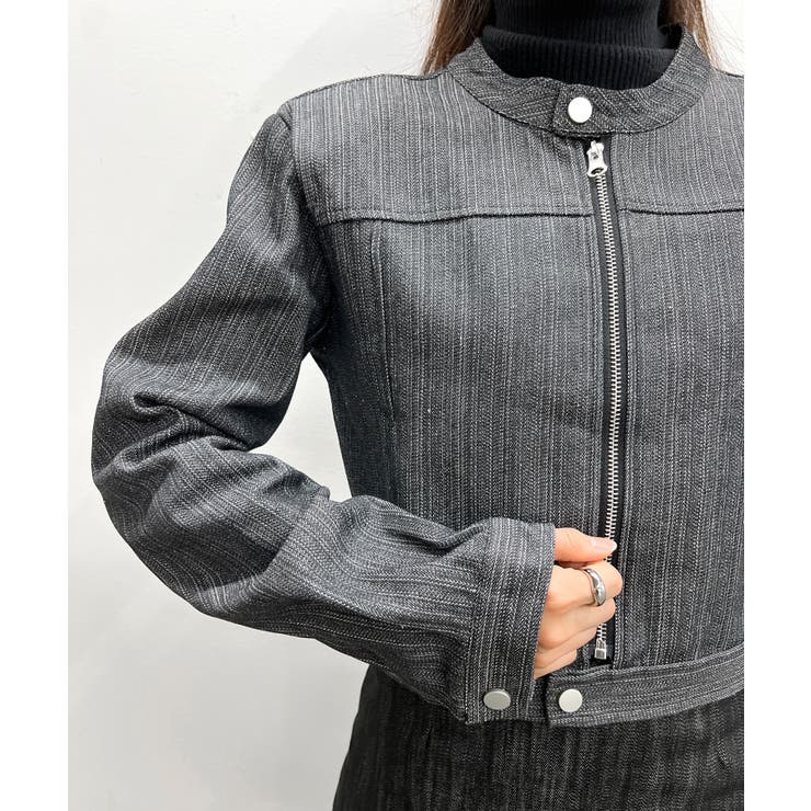 デニムノーカラーショートジャケット | by muni:r | 詳細画像38 