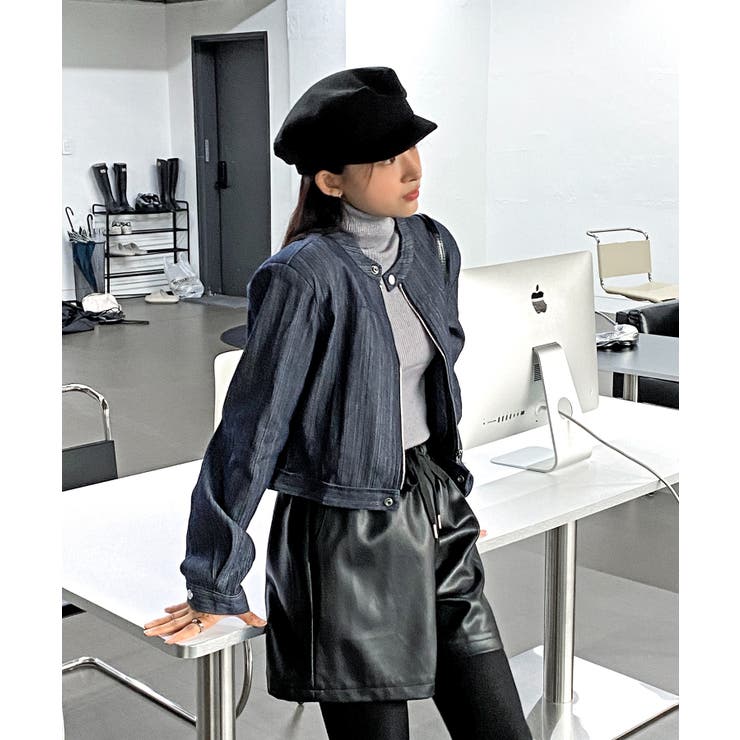 デニムノーカラーショートジャケット | by muni:r | 詳細画像5 