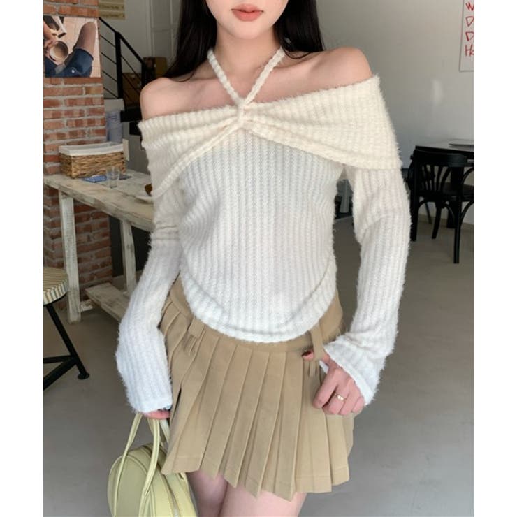 ホルターネックオフショルダーニット | by muni:r | 詳細画像1 