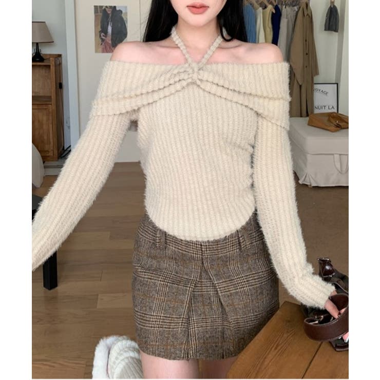 ホルターネックオフショルダーニット | by muni:r | 詳細画像14 