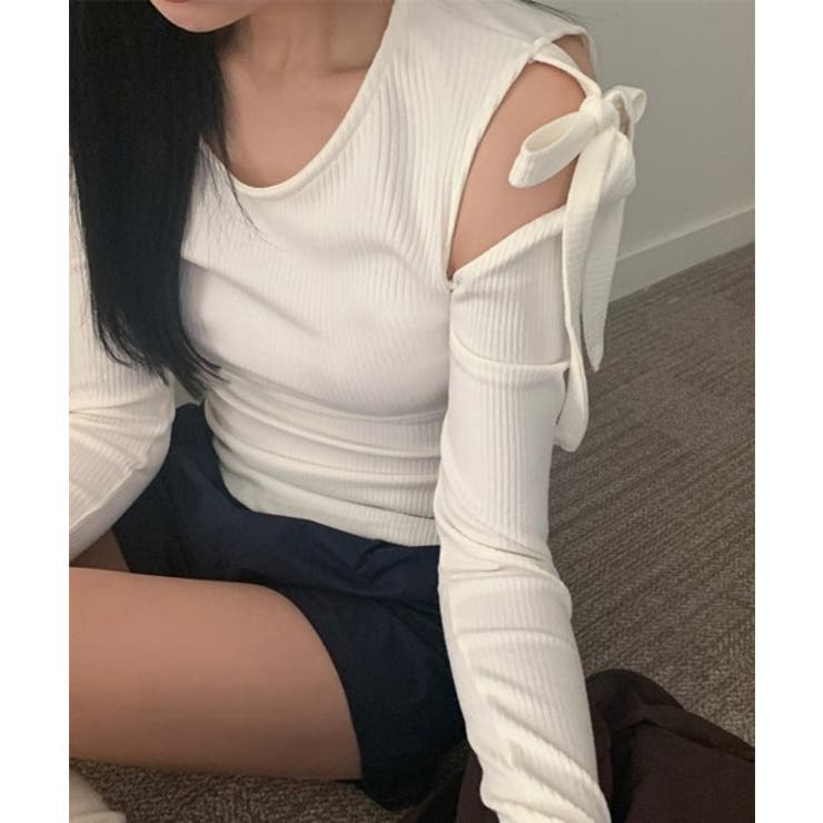 アンバルショルダーリボンTシャツ | by muni:r | 詳細画像12 