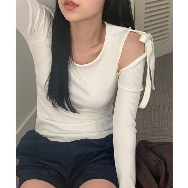 アンバルショルダーリボンTシャツ | by muni:r | 詳細画像13 