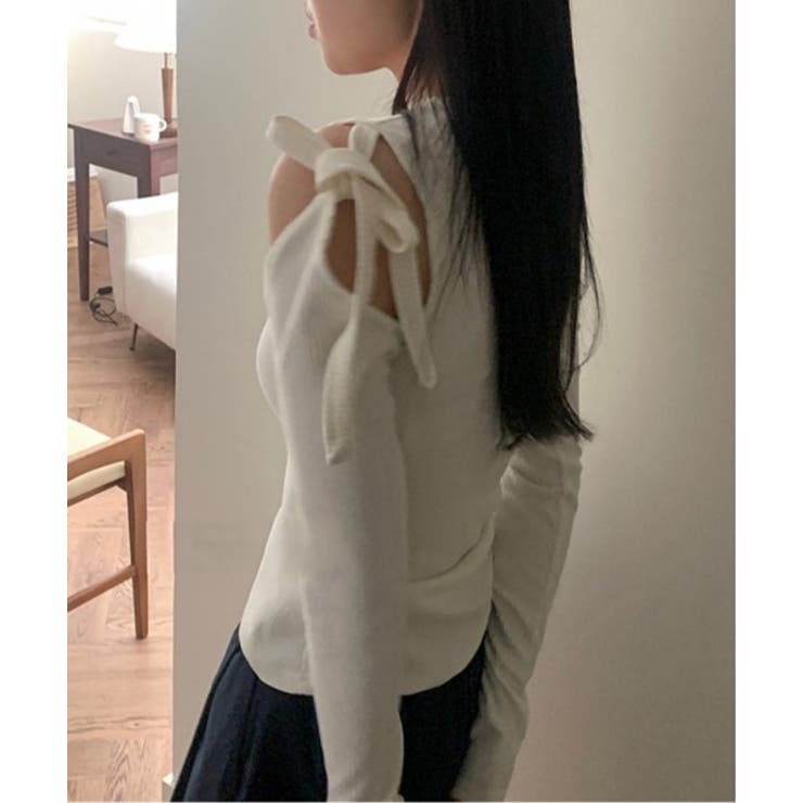 アンバルショルダーリボンTシャツ | by muni:r | 詳細画像3 