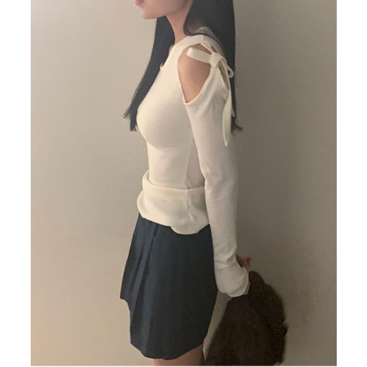 アンバルショルダーリボンTシャツ | by muni:r | 詳細画像8 