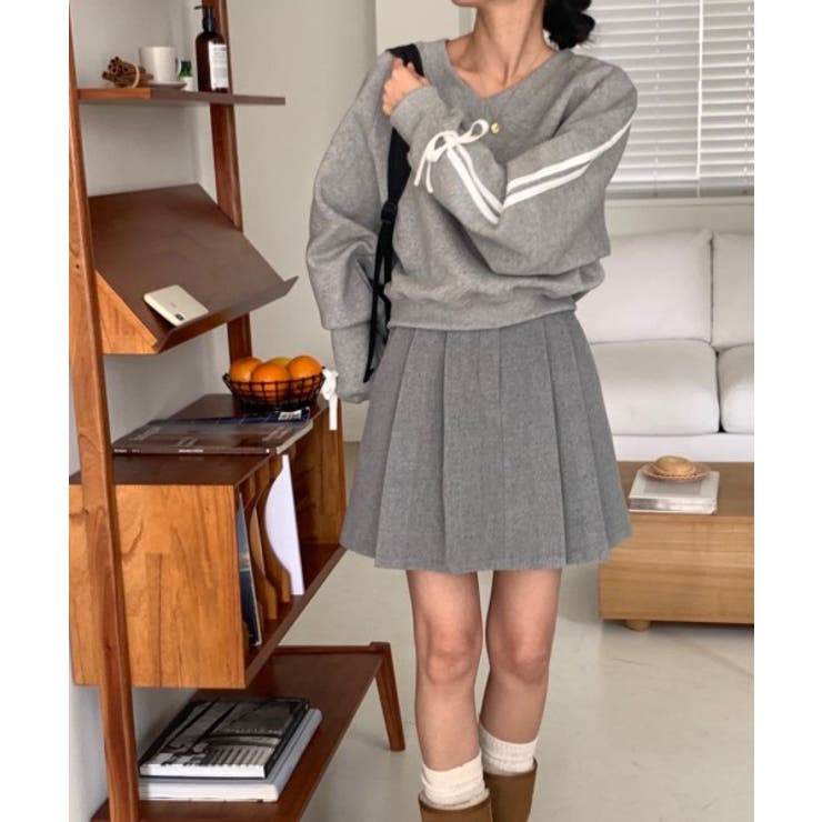 リボンバイカラークロップドスウェット | by muni:r | 詳細画像10 