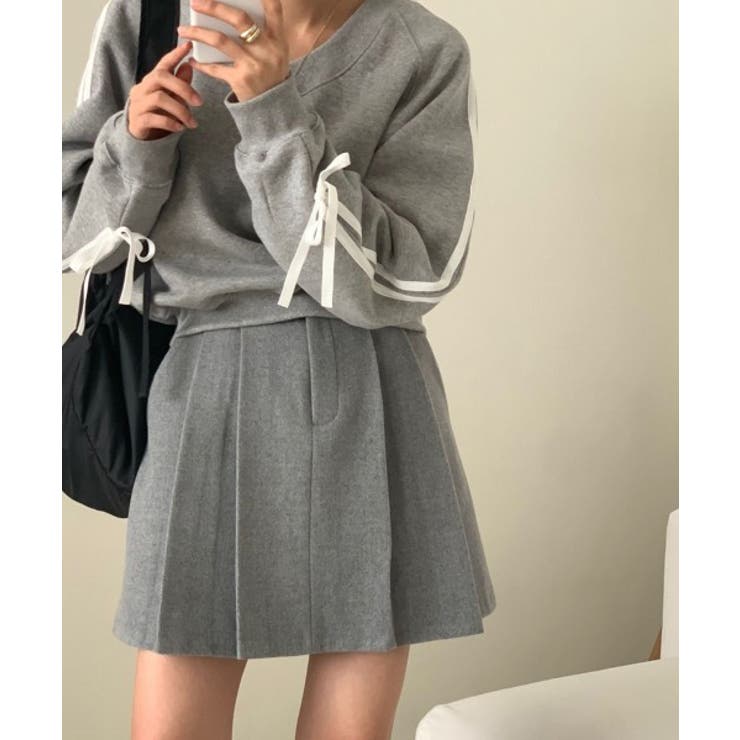 リボンバイカラークロップドスウェット | by muni:r | 詳細画像11 