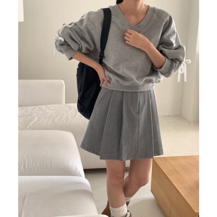 リボンバイカラークロップドスウェット | by muni:r | 詳細画像12 