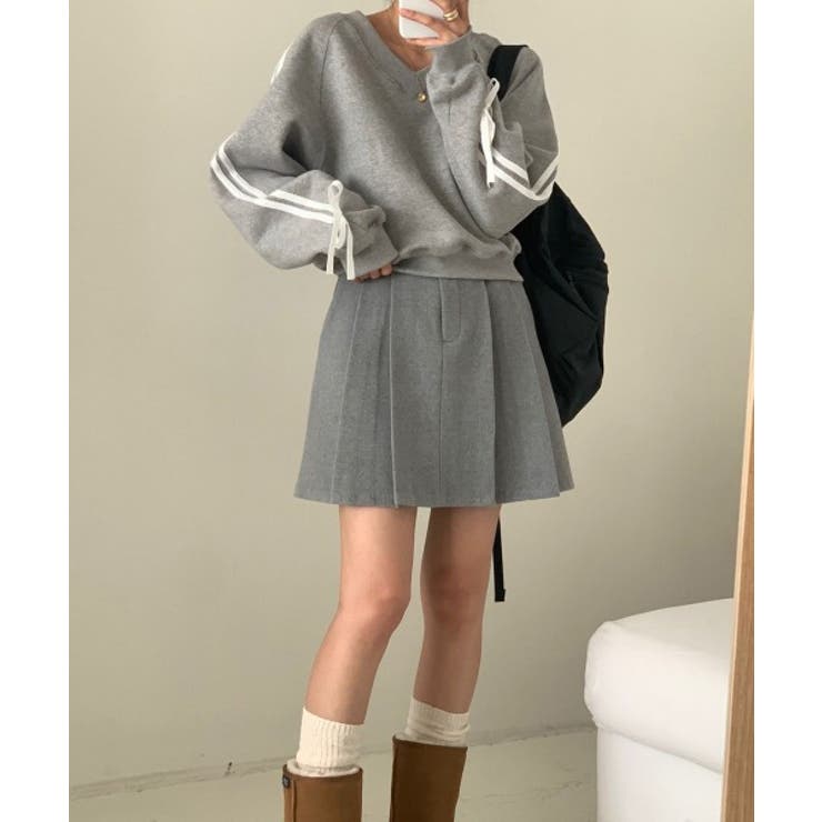 リボンバイカラークロップドスウェット | by muni:r | 詳細画像13 