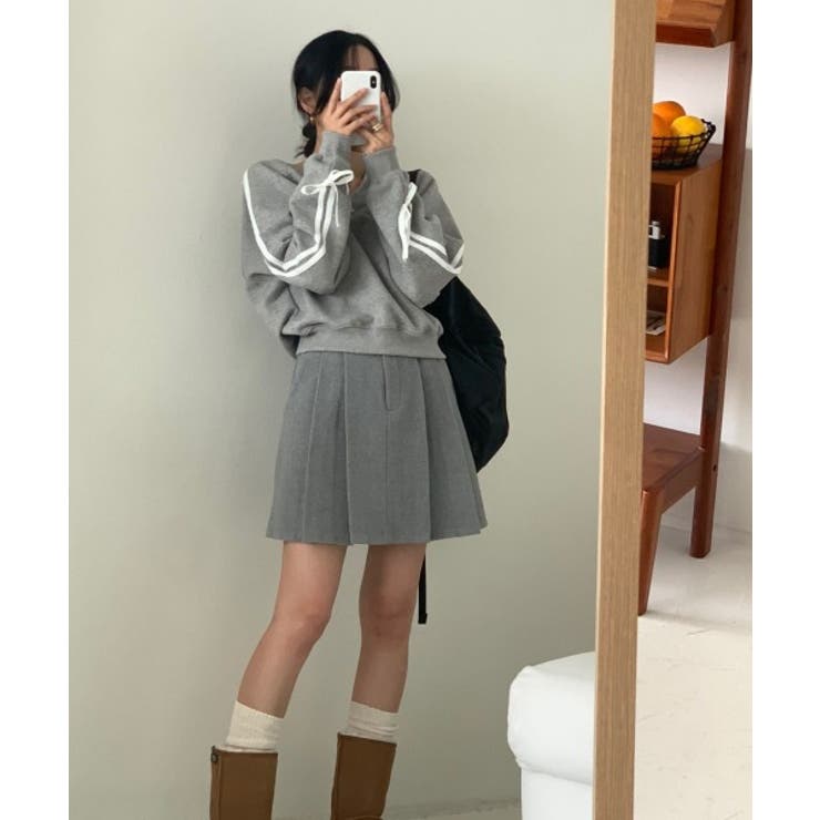 リボンバイカラークロップドスウェット | by muni:r | 詳細画像14 