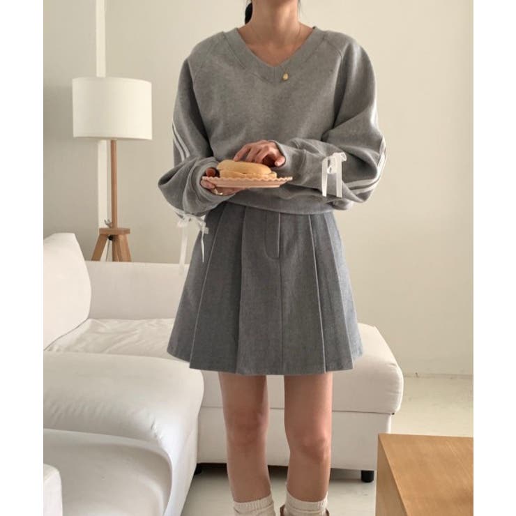 リボンバイカラークロップドスウェット | by muni:r | 詳細画像15 