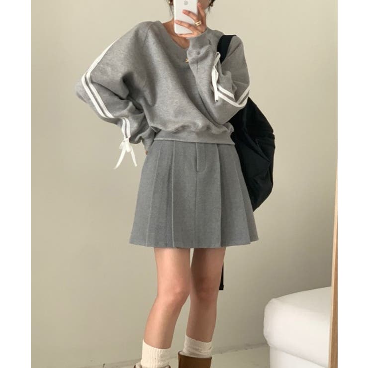 リボンバイカラークロップドスウェット | by muni:r | 詳細画像2 