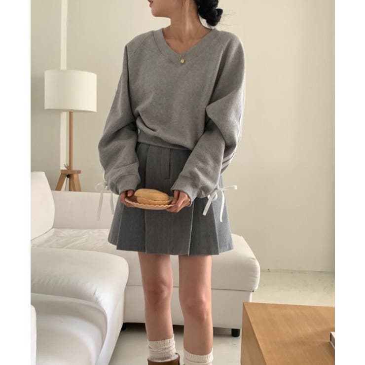 リボンバイカラークロップドスウェット | by muni:r | 詳細画像20 