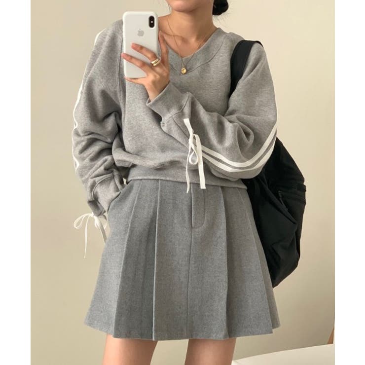 リボンバイカラークロップドスウェット | by muni:r | 詳細画像23 