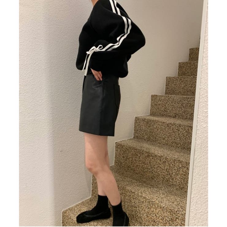 リボンバイカラークロップドスウェット | by muni:r | 詳細画像34 