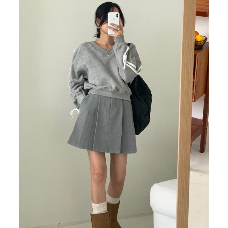 リボンバイカラークロップドスウェット | by muni:r | 詳細画像5 