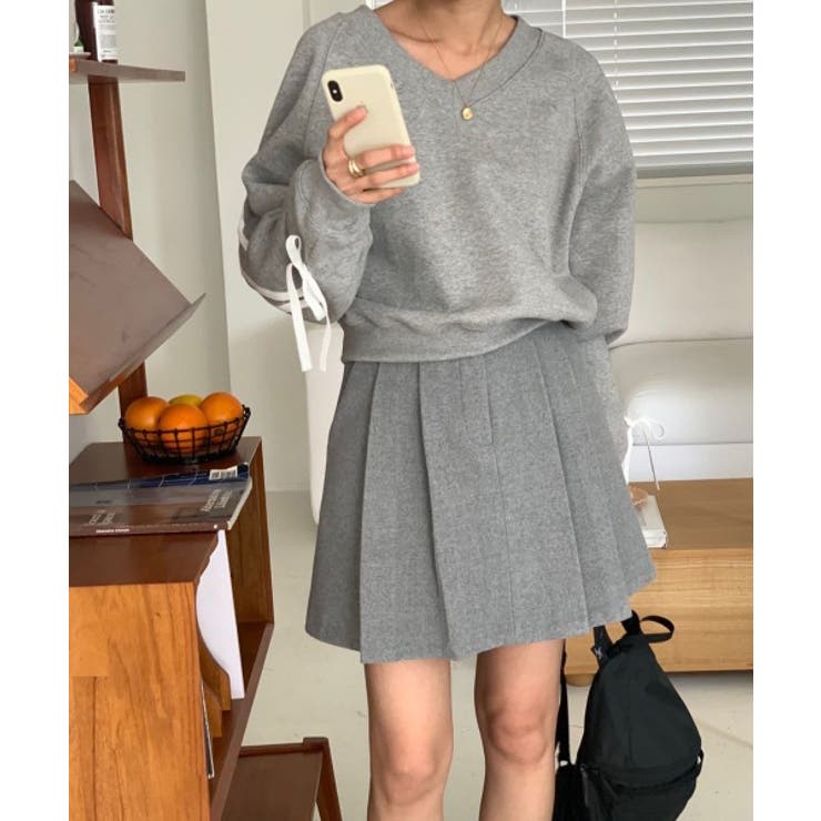 リボンバイカラークロップドスウェット | by muni:r | 詳細画像7 