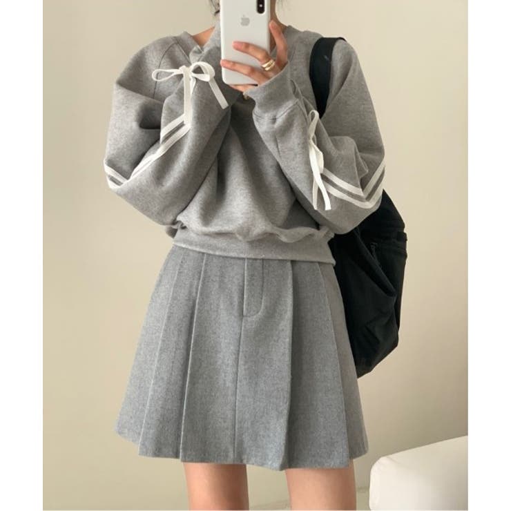 リボンバイカラークロップドスウェット | by muni:r | 詳細画像8 