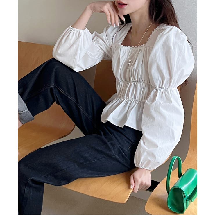 【新品】定価39,600円　レリアン　シャーリングネックブラウス　ブルー系13＋ 新品】定価39,600円 レリアン シャーリングネックブラウス
