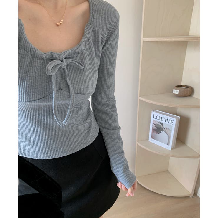 リボンTシャツ ラウンドネック クルーネック リボン S/M/L リボンTシャツ ラウンドネック クルーネック リボン S/M/L (T