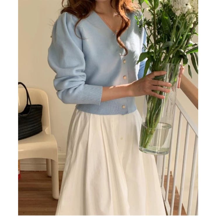 パールボタンVネックパフカーディガン | by muni:r | 詳細画像14 