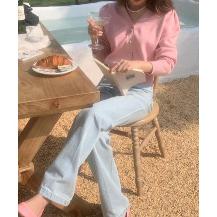 パールボタンVネックパフカーディガン | by muni:r | 詳細画像4 